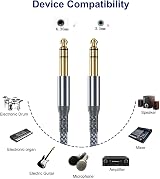 RUXELY 6.35mm TRS Instrument Cable 3M 2-Pack Straight Jack view 3