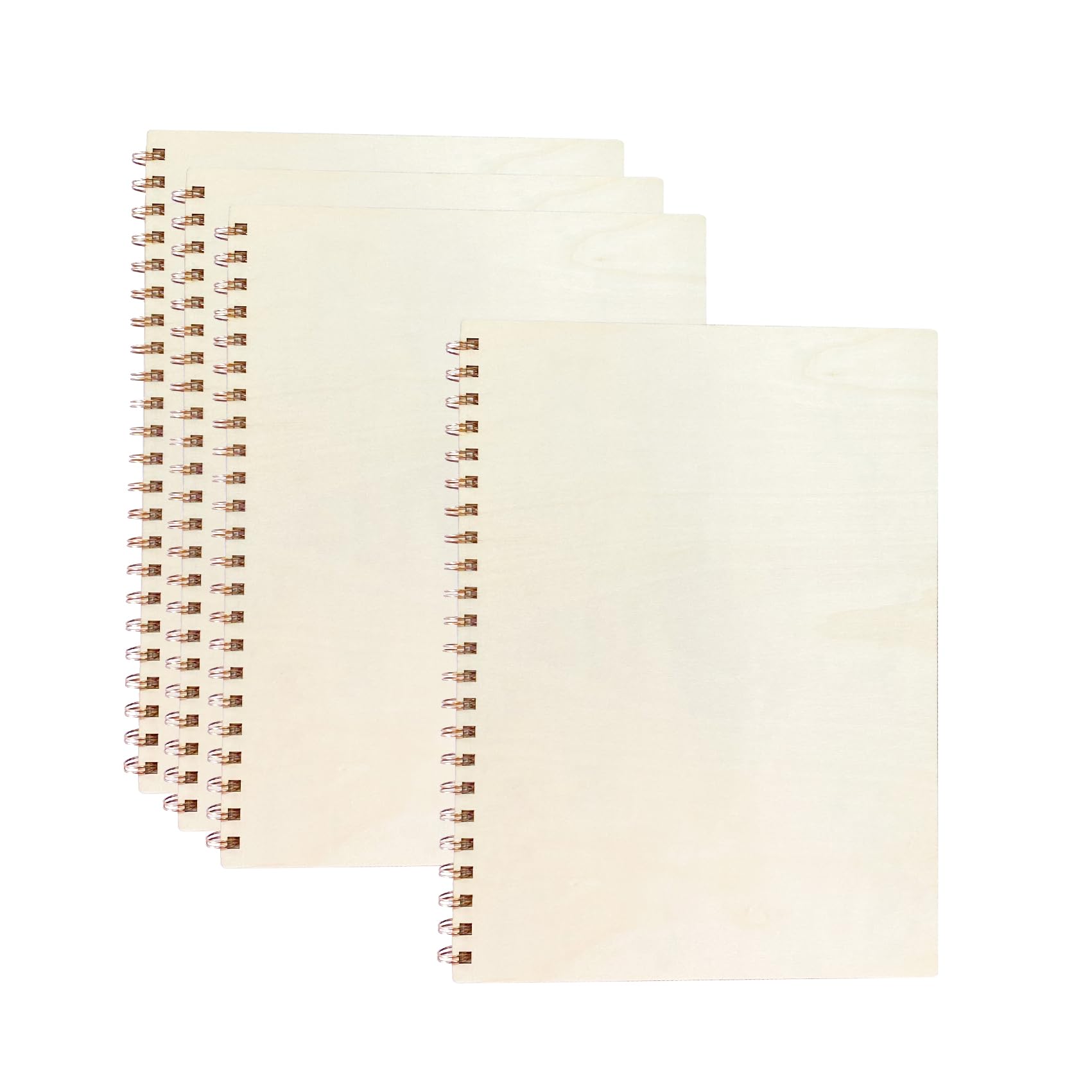 Photo 1 of *ONLY 3* 4 Pack A4 Wood Cover Jounal Notebook 80 pages Sketchbook 9x12 Inch Unlined Spiral Notebook for Crafts
