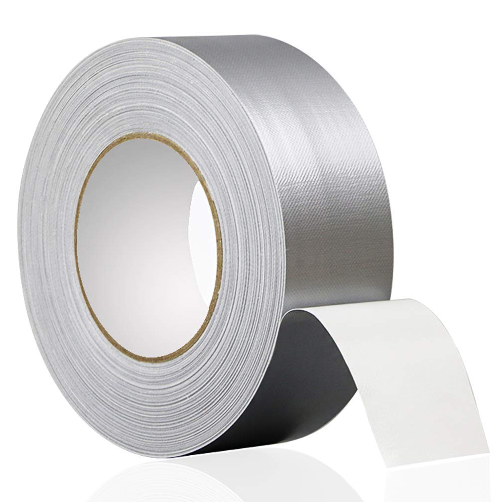 YTBUBOR Silver Duct Tape, 50mm x 50m Heavy Duty Duct Tape, Waterproof Adhesive Gaffa Tape Indoor Outdoor Use for Repairing Sealing Fixing and Projects Wrapping