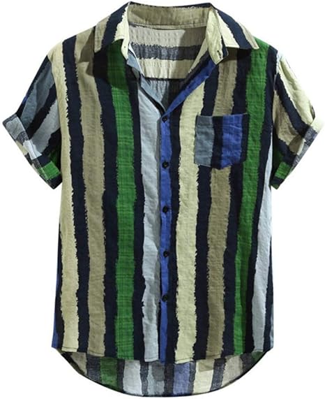 Amazon Co Jp カジュアルストライプ襟シャツメンズコットンデザイナーブランドスリムフィットメンズシャツ半袖赤シャツメンズ夏メンズ服 ホーム キッチン