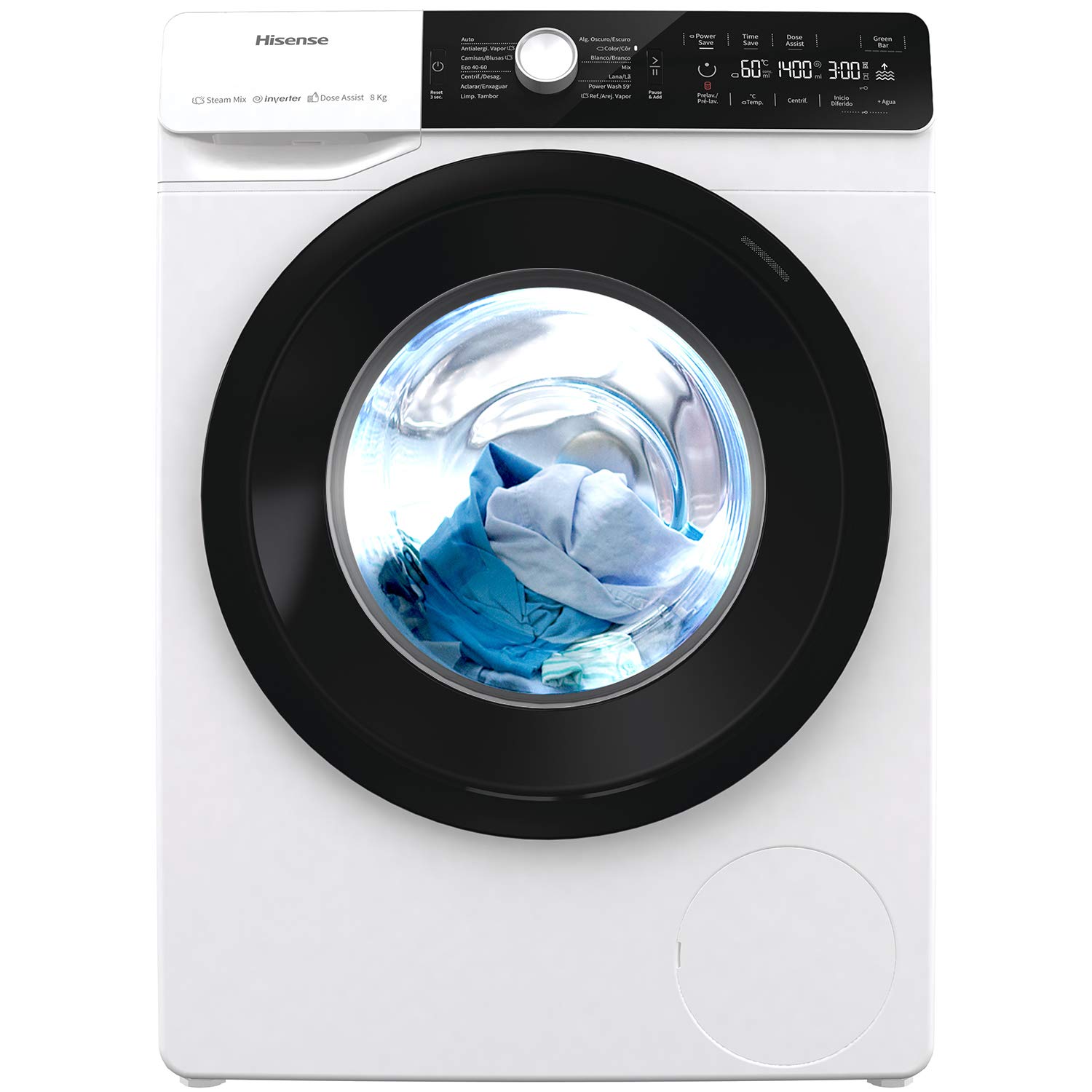 Hisense-WFGA80141VM-Lavadora-de-carga-frontal-8-kg-1400-RPM-inversor-vapor-nueva-clase-energetica-B-ojo-de-buey