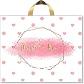 WAKAKO 60Pcs Thank You Bags Plastic Shopping Bags with Handles, Extra Large Thick 18 x 16 Inch Retail Merchandise Gift Bags for Small Business, Polka Dot Heart