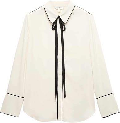 Camisa con Detalle de Ribete y Pajarita Blanco UK 12 (EU 40)