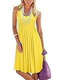 KILIG Women Sundress Summer Casual Dresses Loose Print Pleated Sleeveless Midi Vest Dresses for Beach Wedding Party