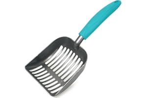 Frxat Metal Cat Litter Scoop - Non Stick Aluminum Alloy Aluminum cat Litter Scooper, Solid and Durable Oversized Metal Litter Scoops, Solid Metal, Fecal screening, Solid Handlel Aqua