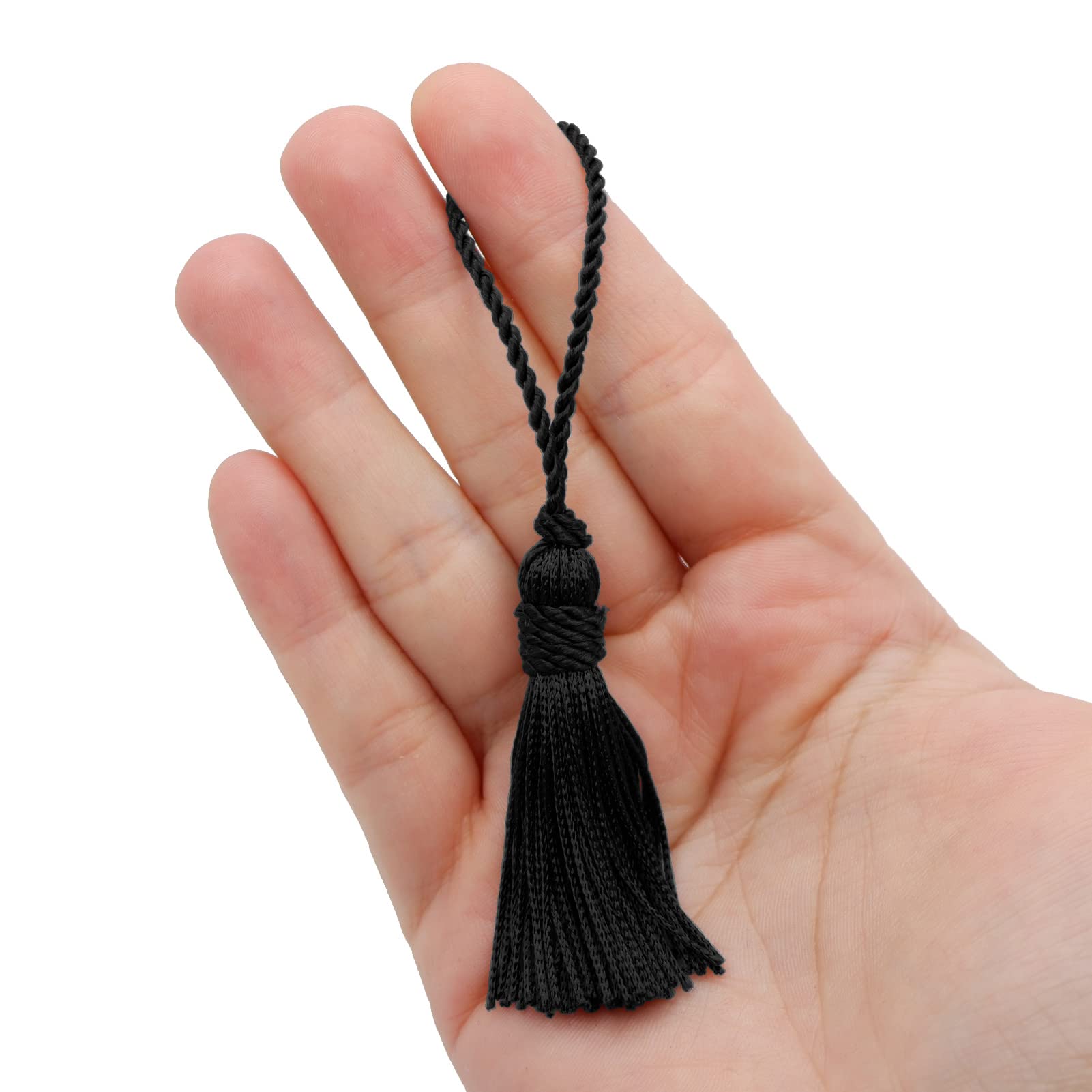 TEXTEX = Cuquillo Tassel with Tied on the Head. 5cm Long. 100% Rayon. Bag of 5 Units - (Black)