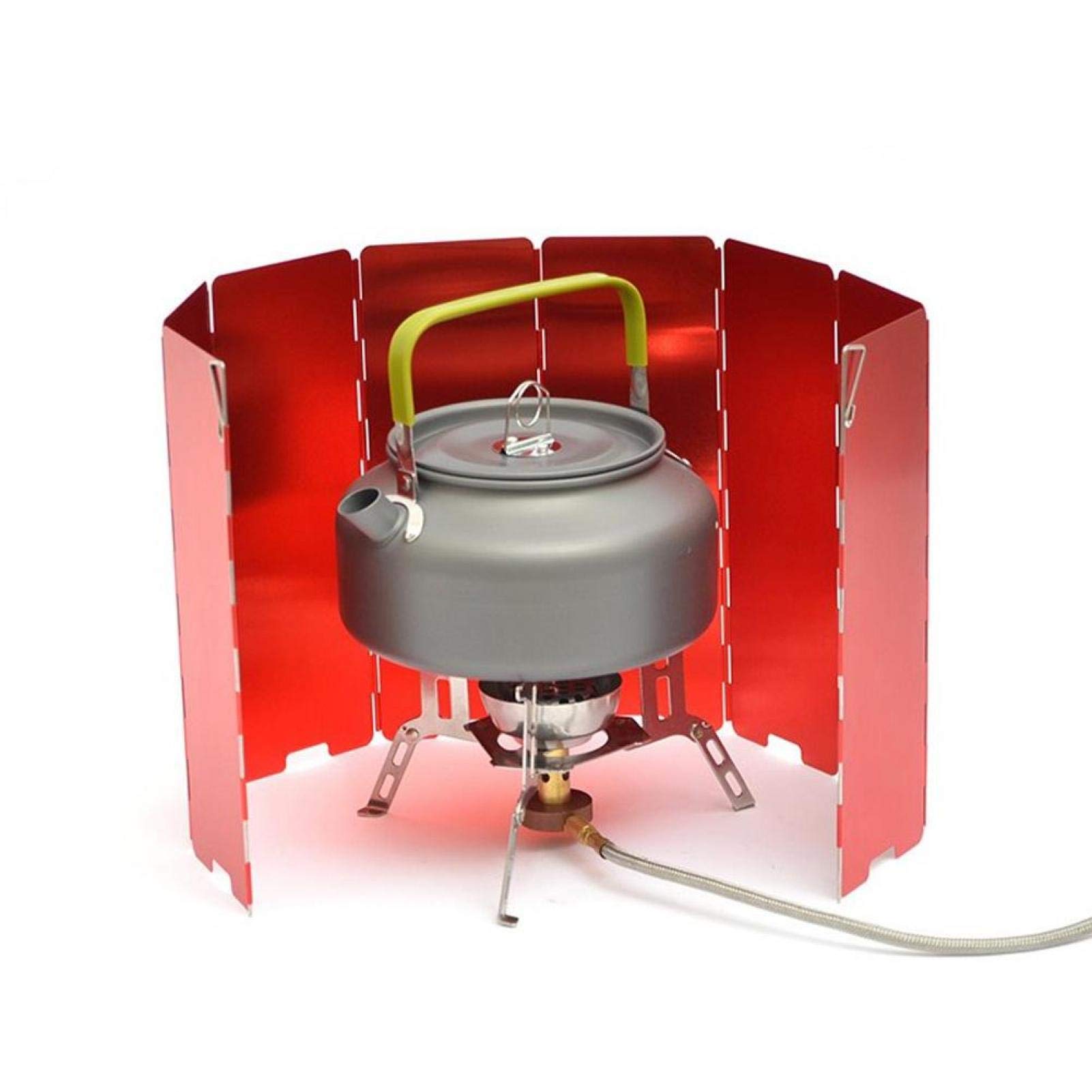 Camp Stove Windshield, 8 Plates Stove Windscreen Folding Aluminum Camping Burner Windshield with Carrying Case for Camping Stoves and Butane Stoves