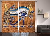 Ambesonne Egyptian Decor Collection, Egyptian Ancient Art Papyrus Depicting the Horus Eye Design Print , Living Room Bedroom Curtain 2 Panels Set, 108 X 84 Inches, Gainsboro Peru Navy Orange