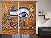 Ambesonne Egyptian Decor Collection, Egyptian Ancient Art Papyrus Depicting the Horus Eye Design Print , Living Room Bedroom Curtain 2 Panels Set, 108 X 84 Inches, Gainsboro Peru Navy Orange