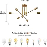 Comely Sputnik Chandelier 6-Light E27 Gold Modern Semi-Flush Mount view 4
