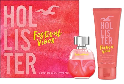 Hollister Festival Vibes Geschenkset für Damen, 50 ml Eau de Parfum + 100 ml Körperlotion