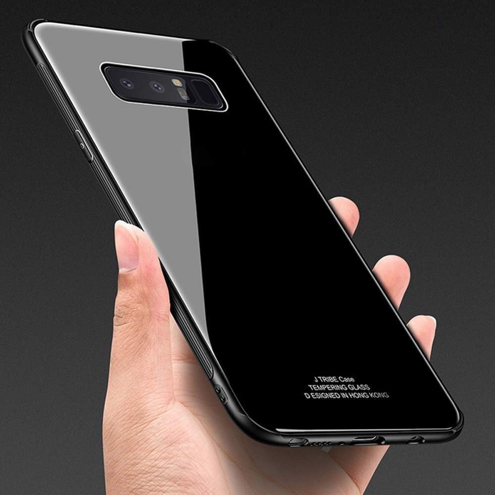 Jotech® Luxurious Toughened Glass Case with TPU Bumper Back Case Cover for Samsung Galaxy Note 8 (Black)
