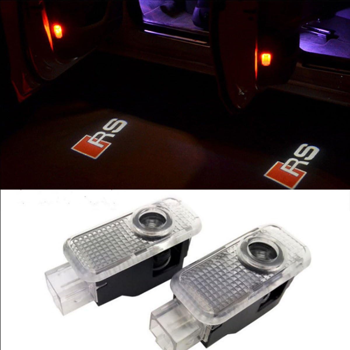 Keychain Central 2PCS LED Car Door Logo Projector Courtesy Shadow Lights Emblem for Audi RS Logo Audi A1 A2 A3 A4 A5 A6 A7 A8 Q2 Q3 Q6 Q5 Q7 R8 TT RS4 RS5 RS6 RS7 S3 S4 S5 S6 S7 S8
