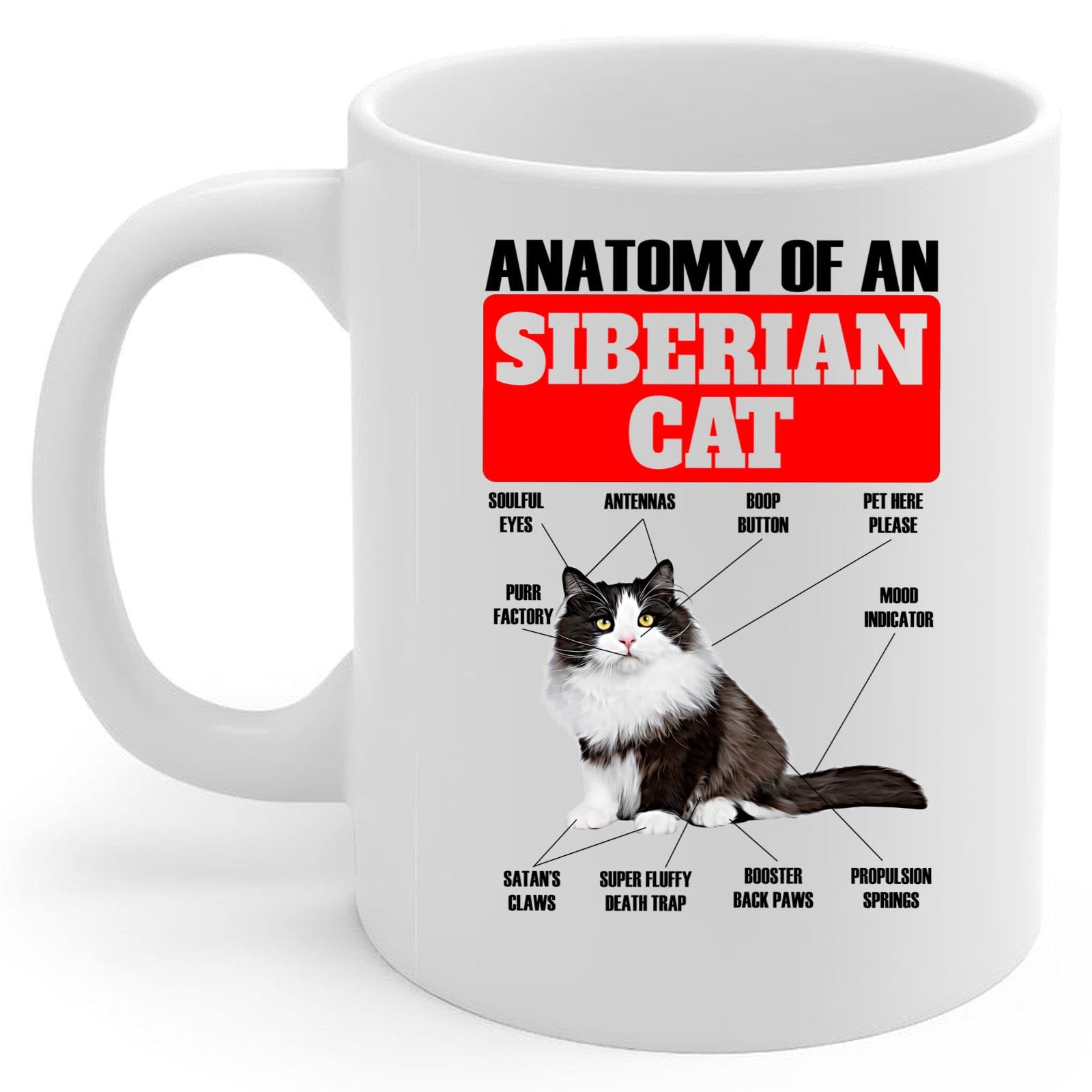 Lovesout Funny Tuxedo Siberian Cat Anatomy Chart