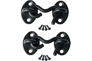 M MIMHOOY 2 Pack Hook and Eye Latch for Door 2 inch Black, Stainless Steel Barn Door Lock Solid Thicken Gate Latch for Door, Windows, Sheds, Fences, Gates