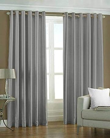Buy Good Luck Textile Grey Crush Polyester Longdoor Curtain 9ft