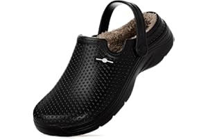 HSYOOES Men's Women's Lined Clogs Winter Waterproof Slippers Slip On Garden Shoes Non-Slip Home House Slipper Indoor Outdoor Mules with Soft Fleece Lining