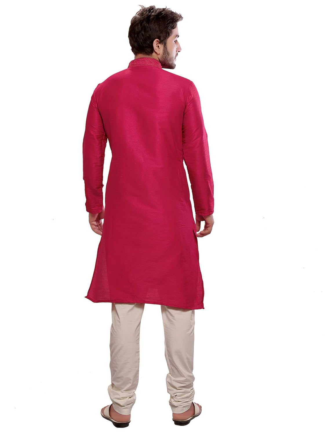 a.b.c. garments pink silk kurta and pyjama set for men