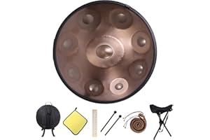 NUOSHENG Kurd Handpan 22" D Minor - 9 Note Handpan Drum for Professional Performance, 440Hz Sound, Includes Cloth, Bracket