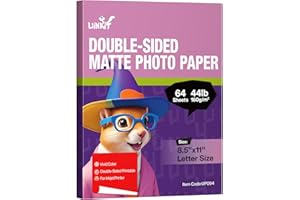 Uinkit 8.5x11 44lb 160Gsm 64 Sheets Inkjet Photo Paper Double Sided Matte Professional Photographic Paper Letter Size 8.5Mil 