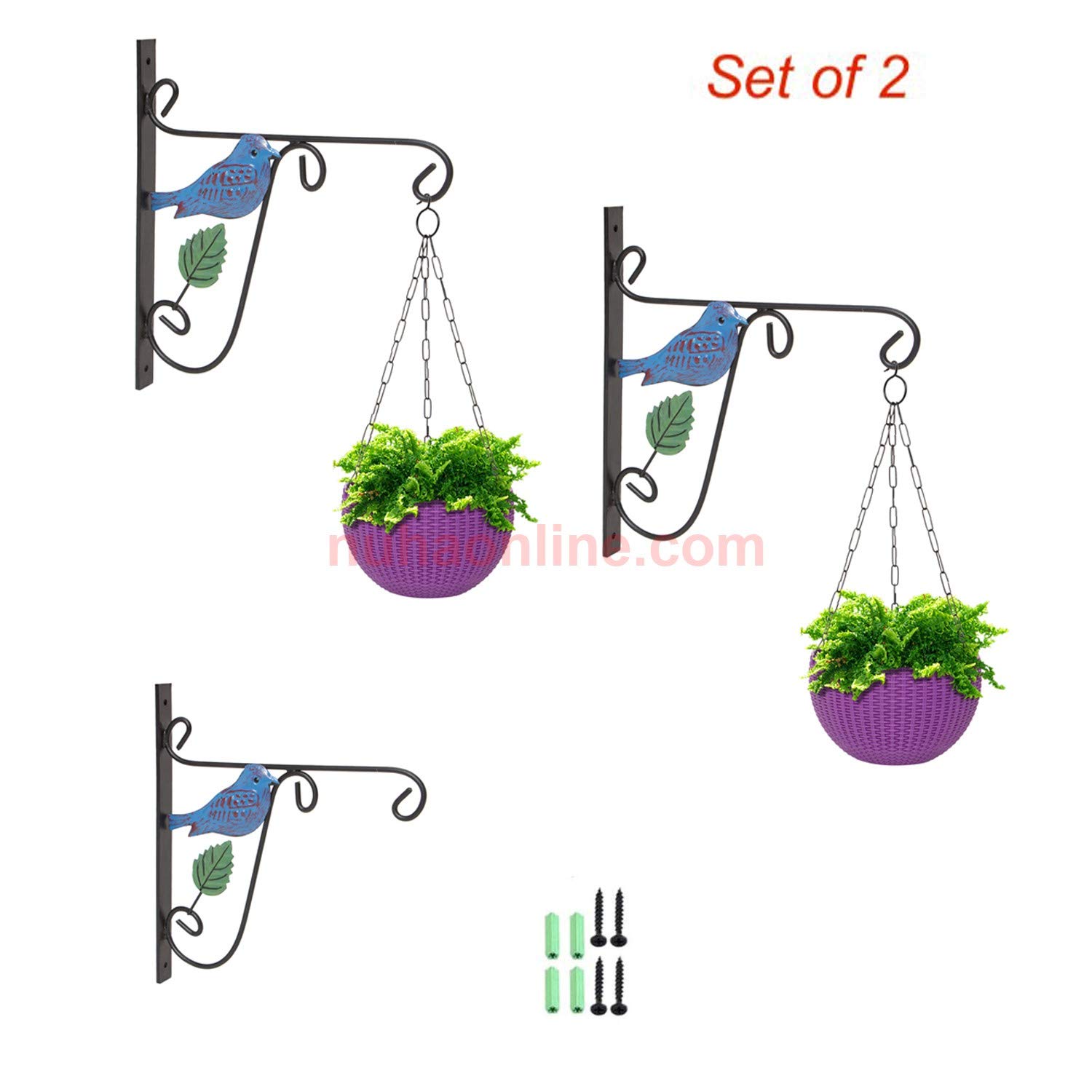 Nuha Bird Design Wrought Iron Wall Planter Hook Bird Feeder
