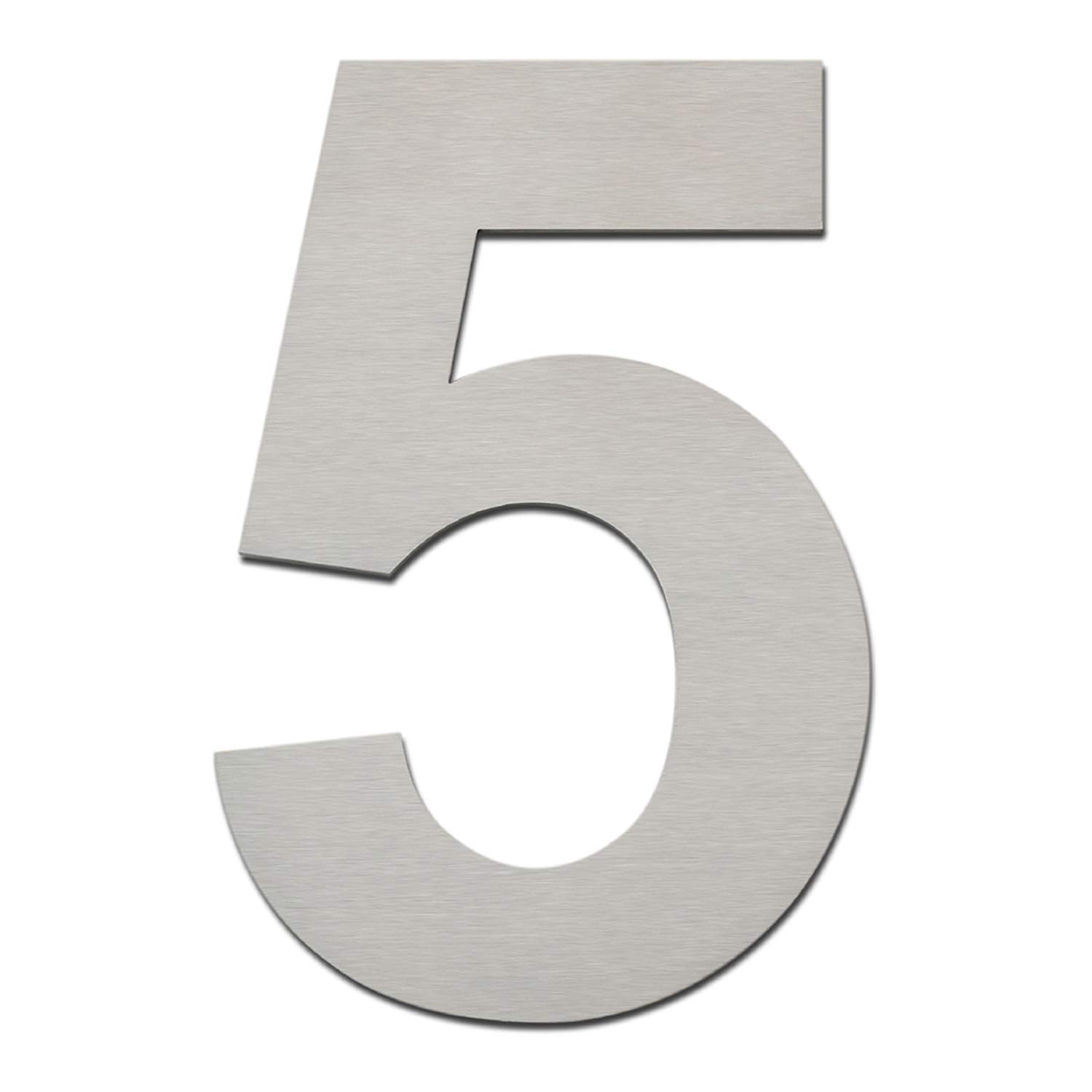 Brushed Modern House Number -6 Inch 152mm Height, Made of Solid 304 Stainless Steel, Floating Appearance and Easy to Install (Number 5 Five)