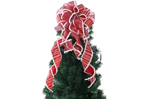 JARGEBUR Valentine's Day Christmas Wreath Large Red Bow Tree Topper, Burlap With White Polyester Edge Gift for Christmas Wedding Party Holiday Home Indoor Outdoor Decoration