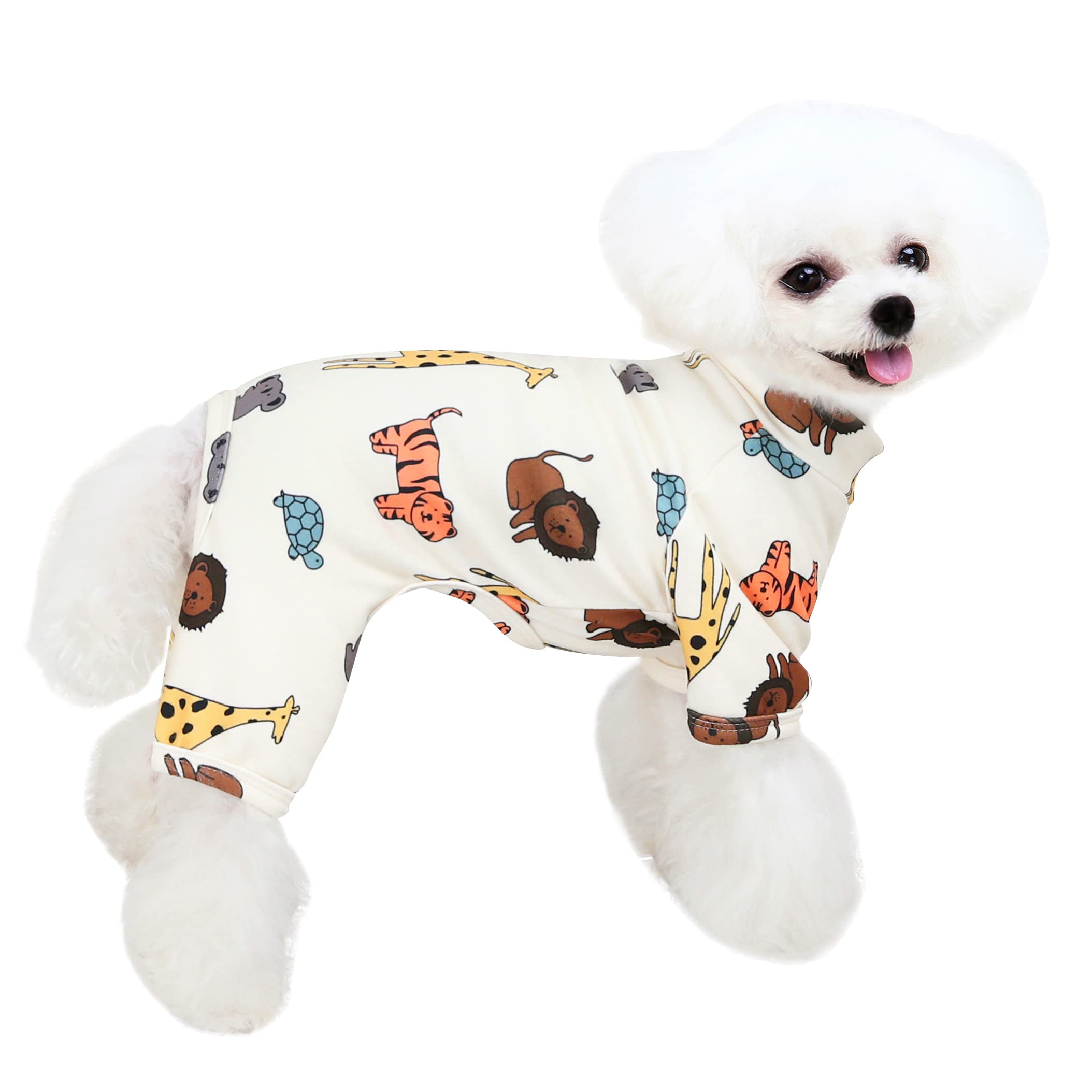 HuaLiSiJi Dog Pyjamas Cotton Pyjamas for Dogs, Elastic and Take off Suitable for Small and Medium Dogs (Cream Color, S) โ image 1