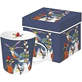 Paperproducts Design Vicki Sawyer Gift-Boxed Mug - Decorative Bone China Mugs for Coffee, Tea and Cocoa - Dishwasher Safe, Microwave Safe - 13.5 Ounces, Party Friends Design