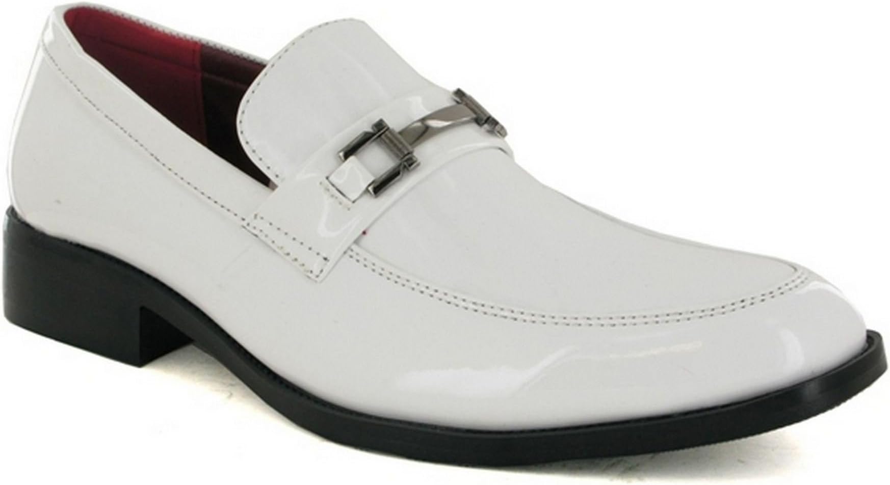 theonlineshoeshop Mens New Slip On Patent Chain Trim Wedding Dress Suit Formal Shoes Size 6-11