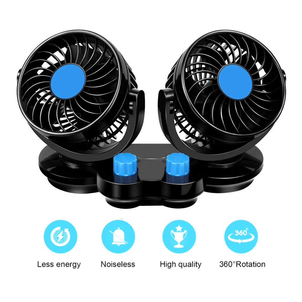 Buy 12V Dual Head Car Fans, 360° Rotatable Mini Cooling Fans for Golf