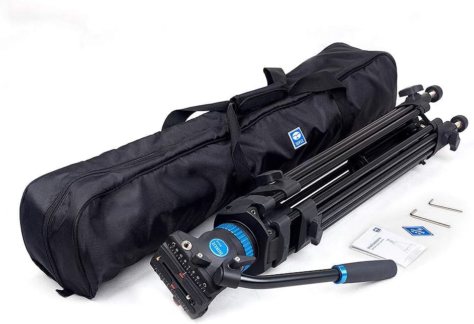 SIRUI Video Tripod with Fluid Head SH-15, Professional Aluminum Tripod for Cameras Universal Platform and Handle - Image 3