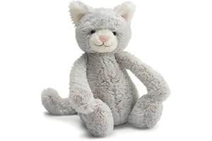 Jellycat Bashful Grey Kitty Stuffed Animal, Medium 12 inches - Cats & Kittens Plush Toy - Classic Children's Gift