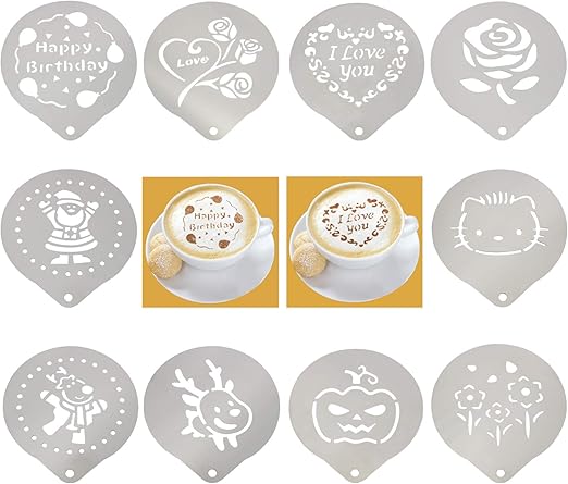 Amazon Com Coffee Art Stencils Stainless Steel Barista Stencil