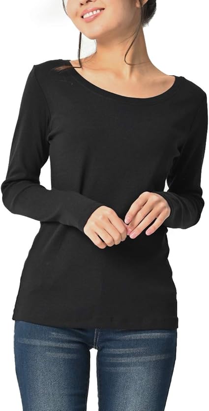Amazon ラルー 長袖tシャツ 大きいサイズ レディース 無地 インナー Tシャツ カットソー 通販