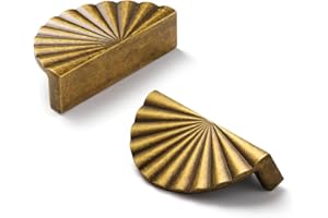 JIASENBAO 2 Pack Antique Brass Cabinet Pulls Cup Flat Vintage Drawer Pulls Kitchen Cupboard Bathroom Dresser Cabinet Hardware Handles Zinc Alloy