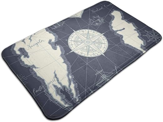 Amazon Com Wind Rose Nautical Chart Memory Foam Bath Mat Flannel Non Slip Bathroom Rugs Velvet Bath Rug For Shower Floors Bathroom Decorations Kitchen 31 X 20 Home Kitchen
