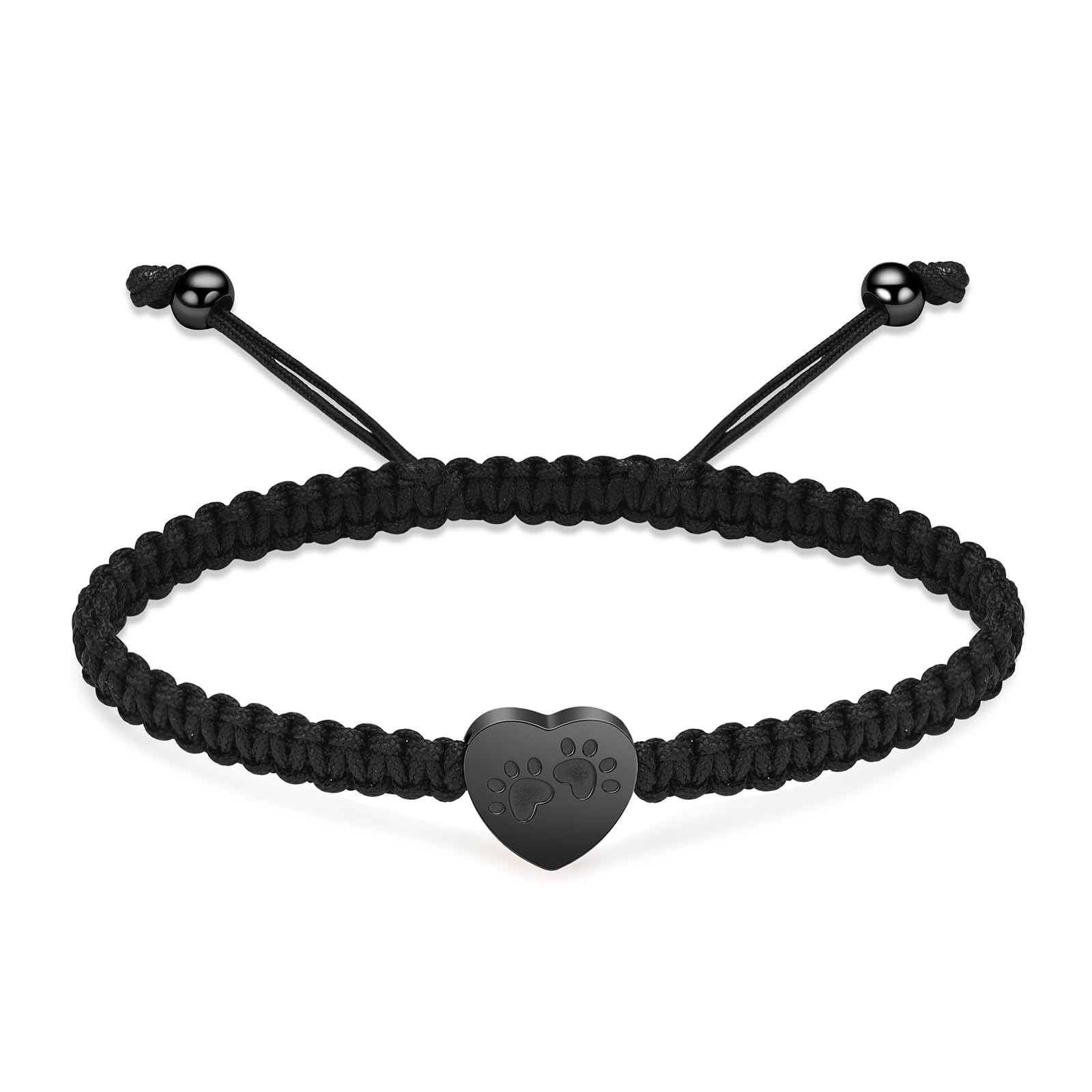 AIWENXI Heart Cremation Urn Bracelet for Ashes Stainless Steel Paw Print Pendant Keepsake Jewellery Adjustable Braided Bracelet Bangle Pet Dog Cat Memorial Gift for Women