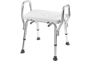 DMI Heavy Duty Bath and Shower Chair with Arms, Adjustable Legs and No-Tool Assembly, White