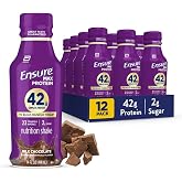 Ensure Max Protein Milk Chocolate Shake, 42g High Protein, 12 Pack | Each protein shake has 2g sugar, 220 calories, 23 essential vitamins &amp; minerals, and 2 key electrolytes for active adults