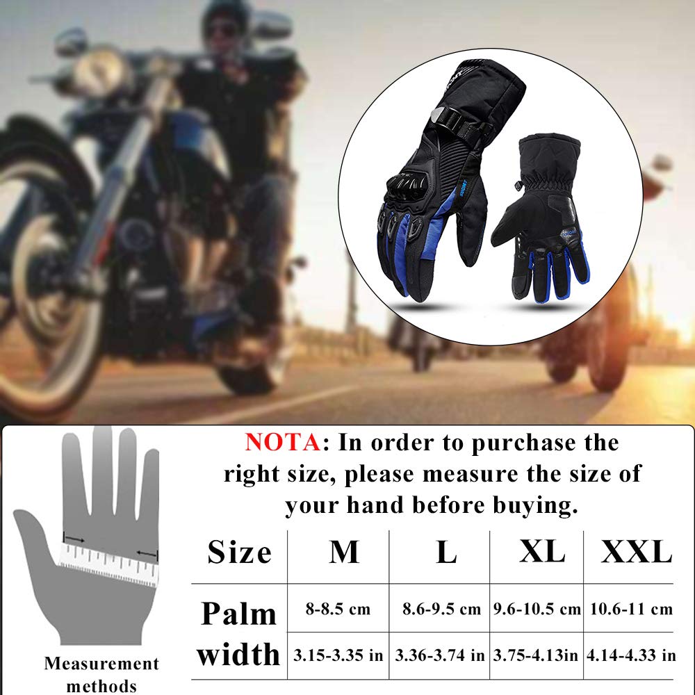 LucaSng Gants de Moto,Gants Longs d\'hiver pour Moto, froids, imperméables, antidérapants,Noir/Orange XL