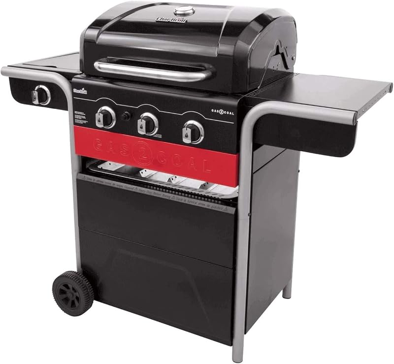 Char-Broil Barbecue Ibrido Gas2Coal 330 per Gas e Carbone, 3 Bruciatori