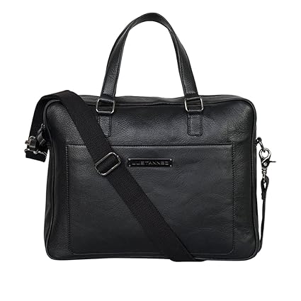 JUSTANNED Leather 39.37 cms Black Messenger Bag (JTMB389-1)