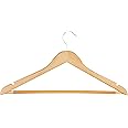 Honey-Can-Do HNG-01334 Wood Hangers with Non-Slip Grooved Bar, 24-Pack, Maple