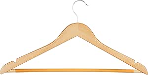 Honey-Can-Do HNG-01334 Wood Hangers with Non-Slip Grooved Bar, 24-Pack, Maple