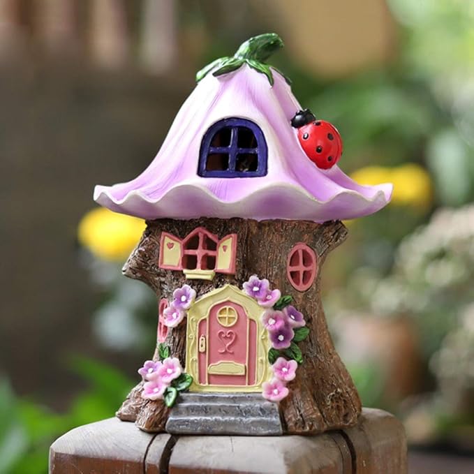 Solarbetriebenes beleuchtetes Feenhaus, Wohngarten-Außenornament