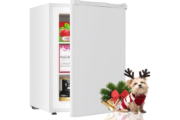 TABU 3.0 Cu Ft Upright Freezer, Mini Freezer with 7 Adjustable Temp, White | Freestanding, Energy Saving, Space Saving, Low Noise, Compact Freezer with Removable Shelves