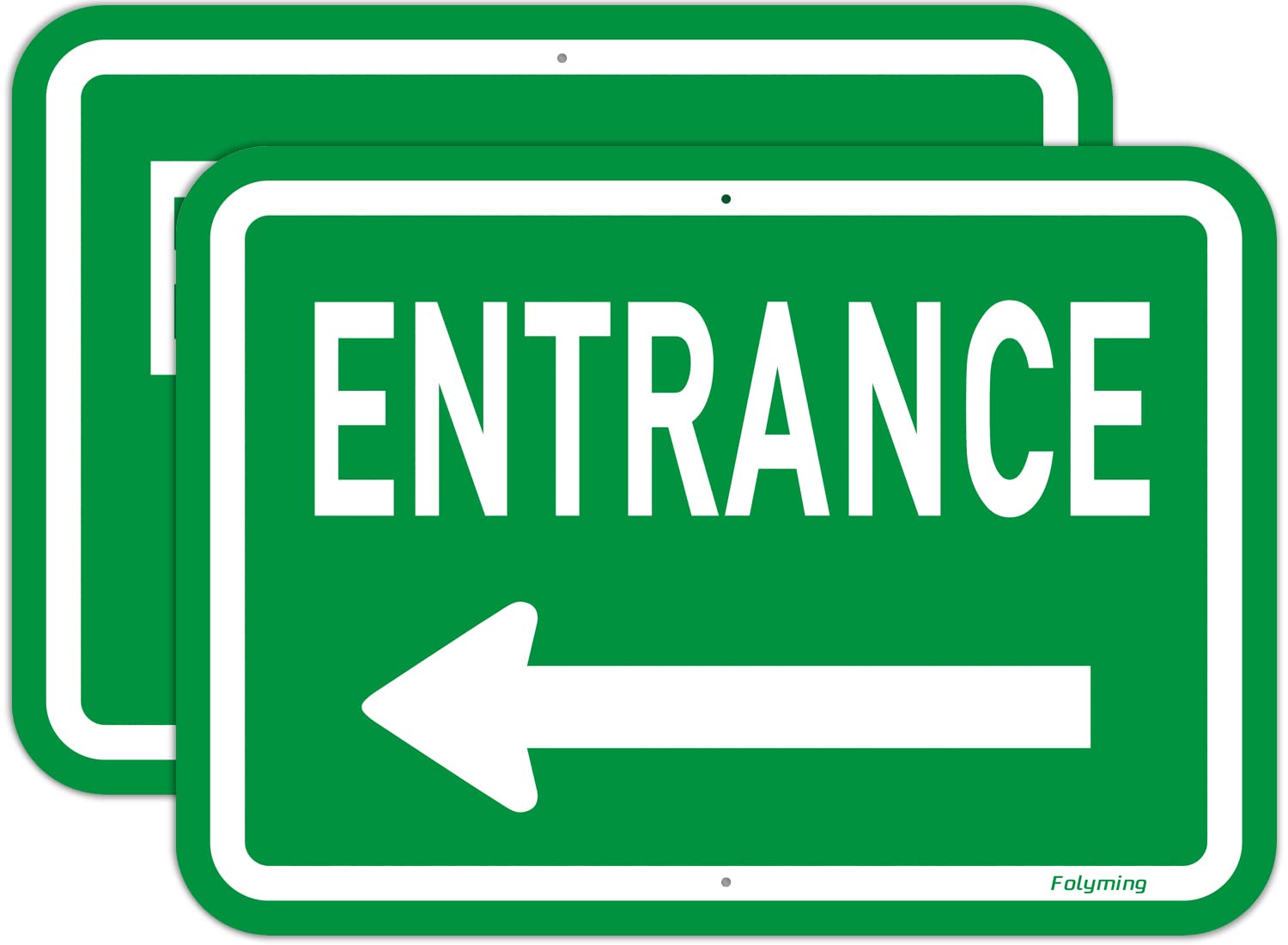 Photo 1 of 2 Pack Entrance with Left Arrow Signs 14 x 10 Inches Metal Sturdy Rust Aluminum Easy to Install Outdoor Use