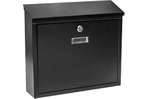 xhlokk Wall Mount Mailboxes, Wall Mailbox for Outside, Galvanized Steel and Aluminum Stamping Process, Mailbox with Key Lock Large Capacity Outdoor Decoration, MB008-Black