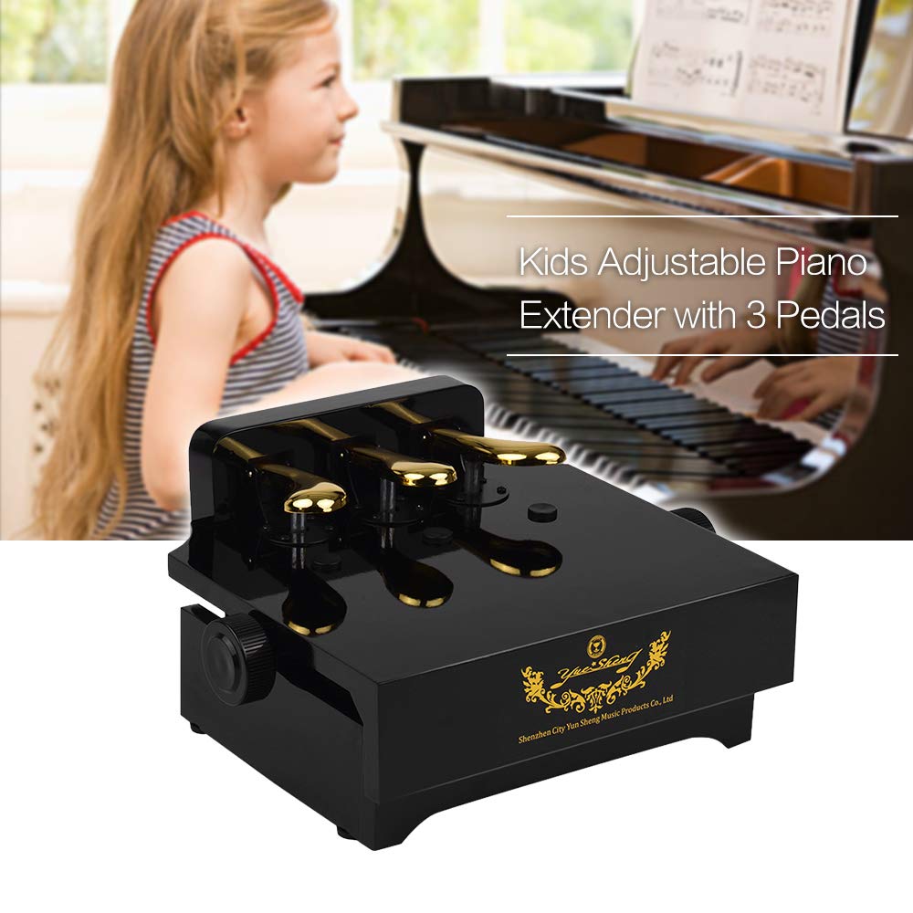 Kkmoon Black Piano Pedal Extender Bench For Kids With 3 Pedals